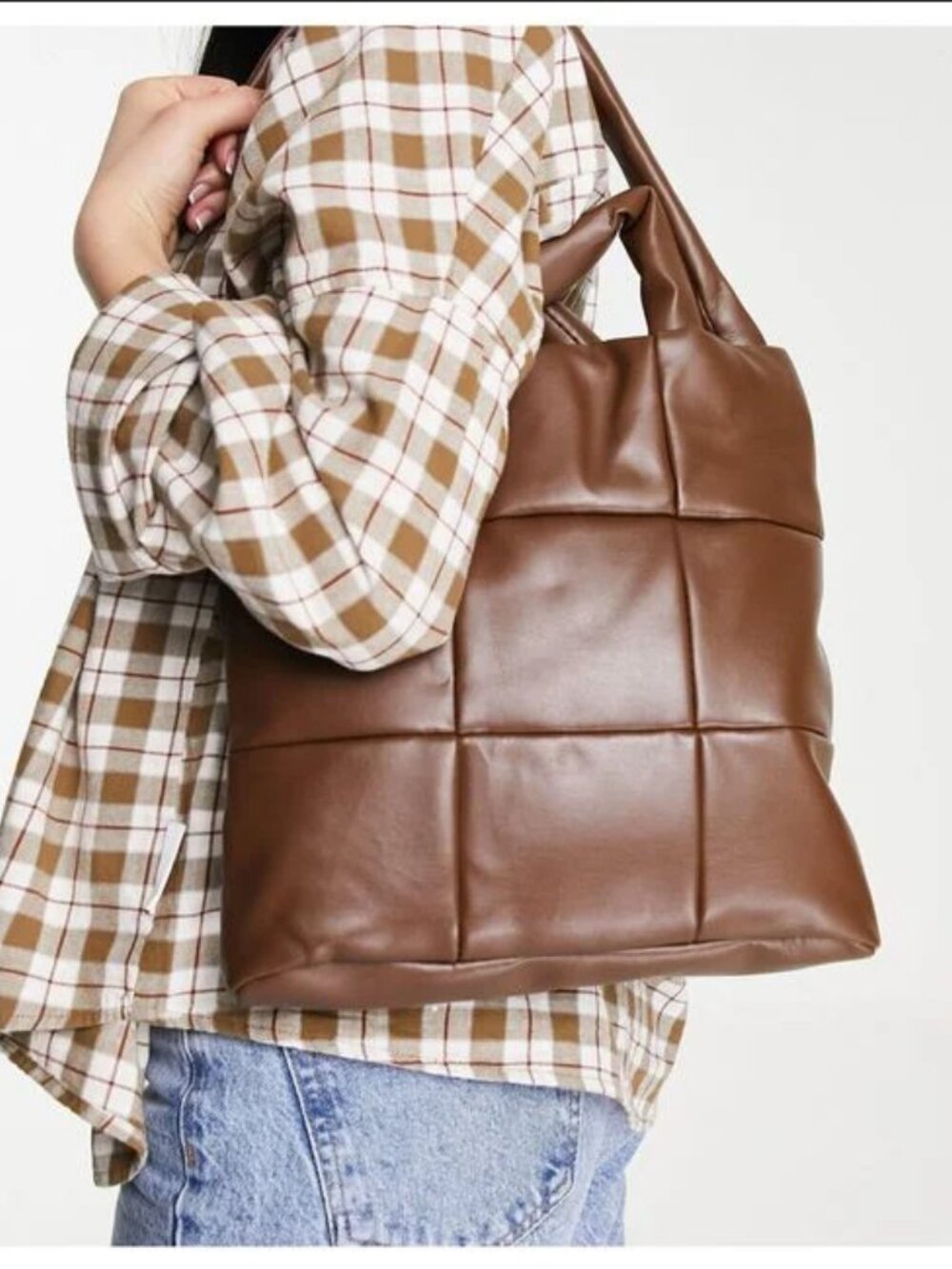 Aqua Quilted Crossbody Bag Brown